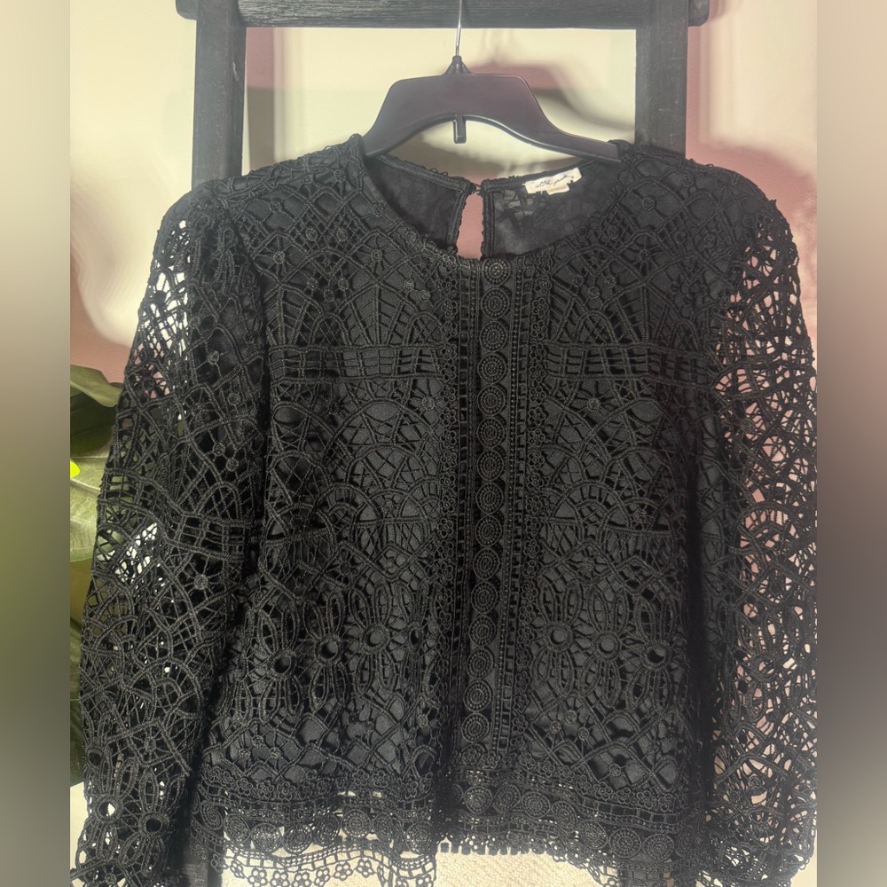 Ultra Pink Black Lace Blouse